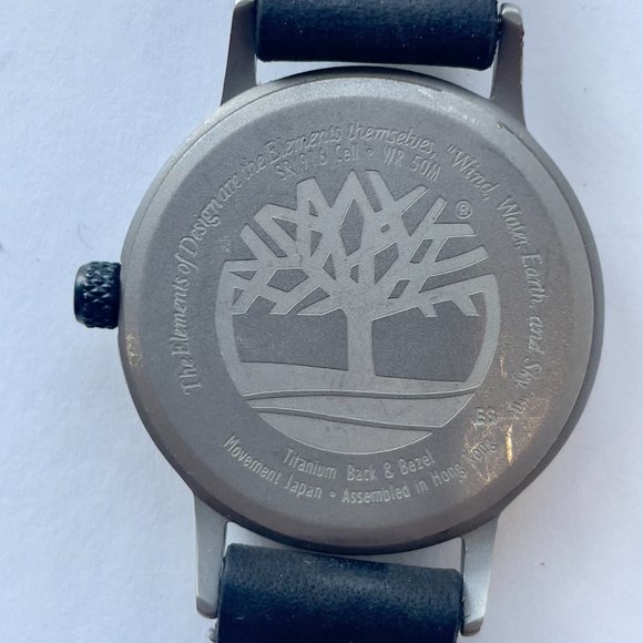 Timberland Titanium Watch Black Leather Band day/date Made in Italy - Picture 5 of 8